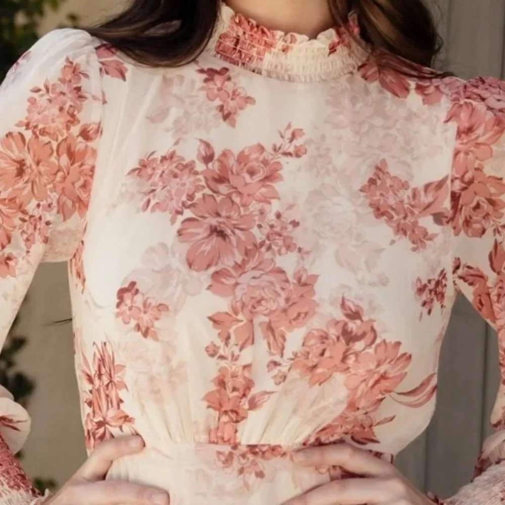 Baltic Born Floral Long Sleeve Dress in Pink and Red - Picture 7 of 16